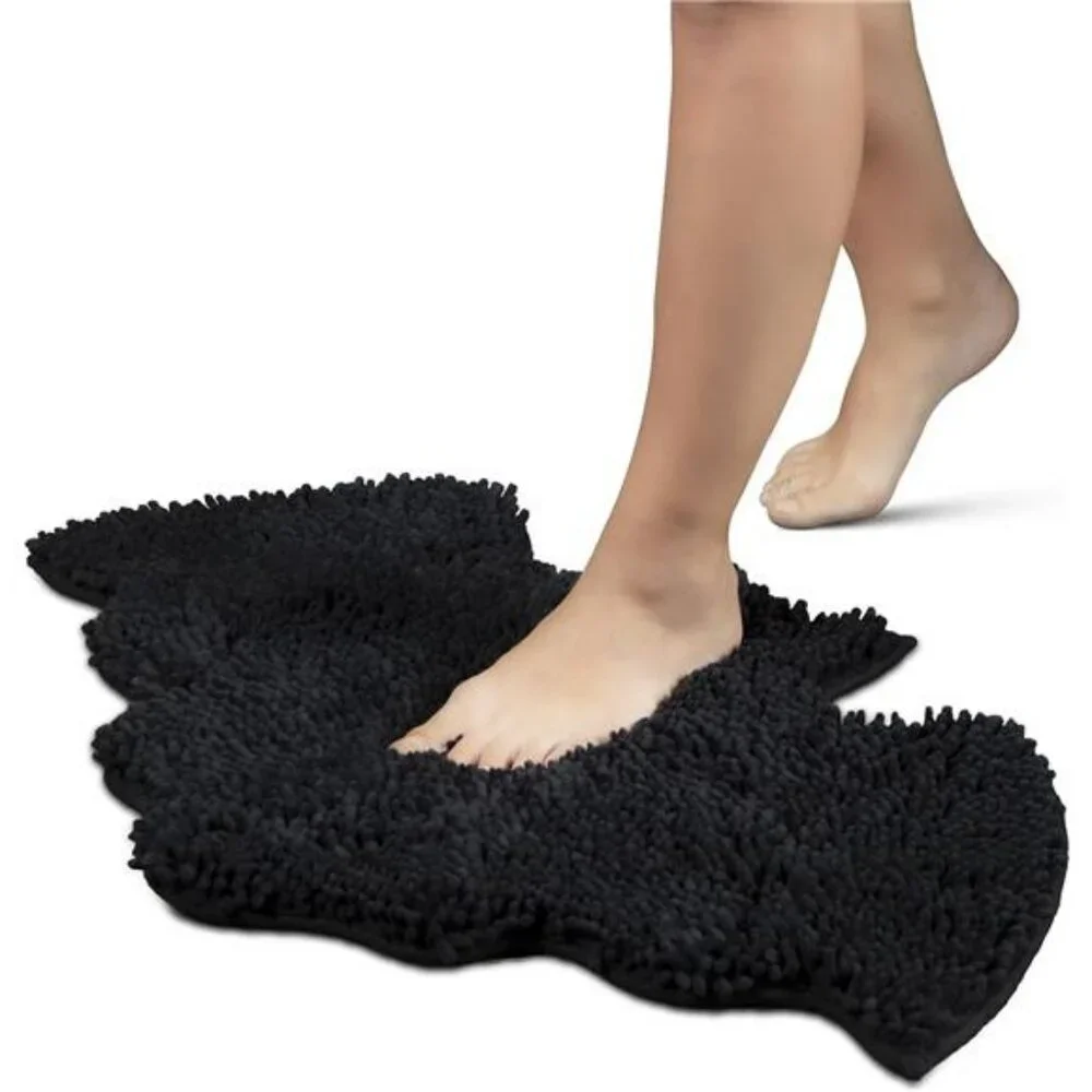 Goth Bat Bathroom Rug Non Slip Chenille Bath Mat Soft Absorbent Washable Decor